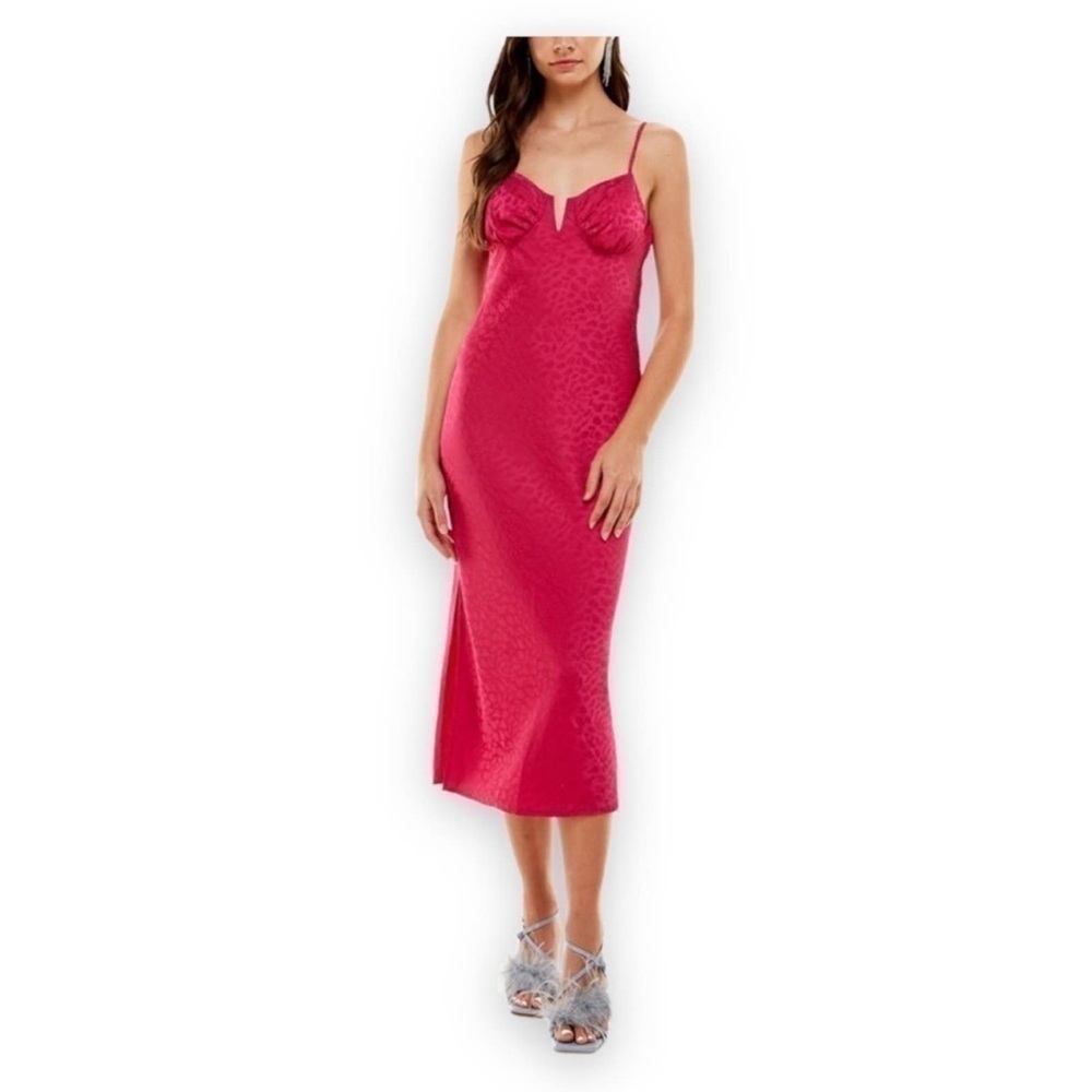 NWT - WAYF - Elvira Midi Dress in Pink Berry Leopard - M
